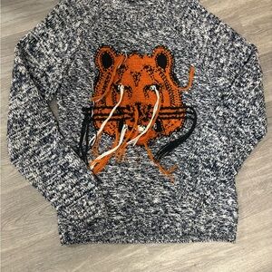 Kenzo Black and Orange Tiger Crewneck Sweater